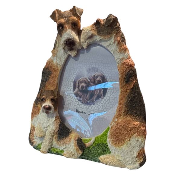 3D Fox Terrier Dog Picture Frame Brown White Hand Painted Hold 4x6 Photo NEW - Picture 6 of 10